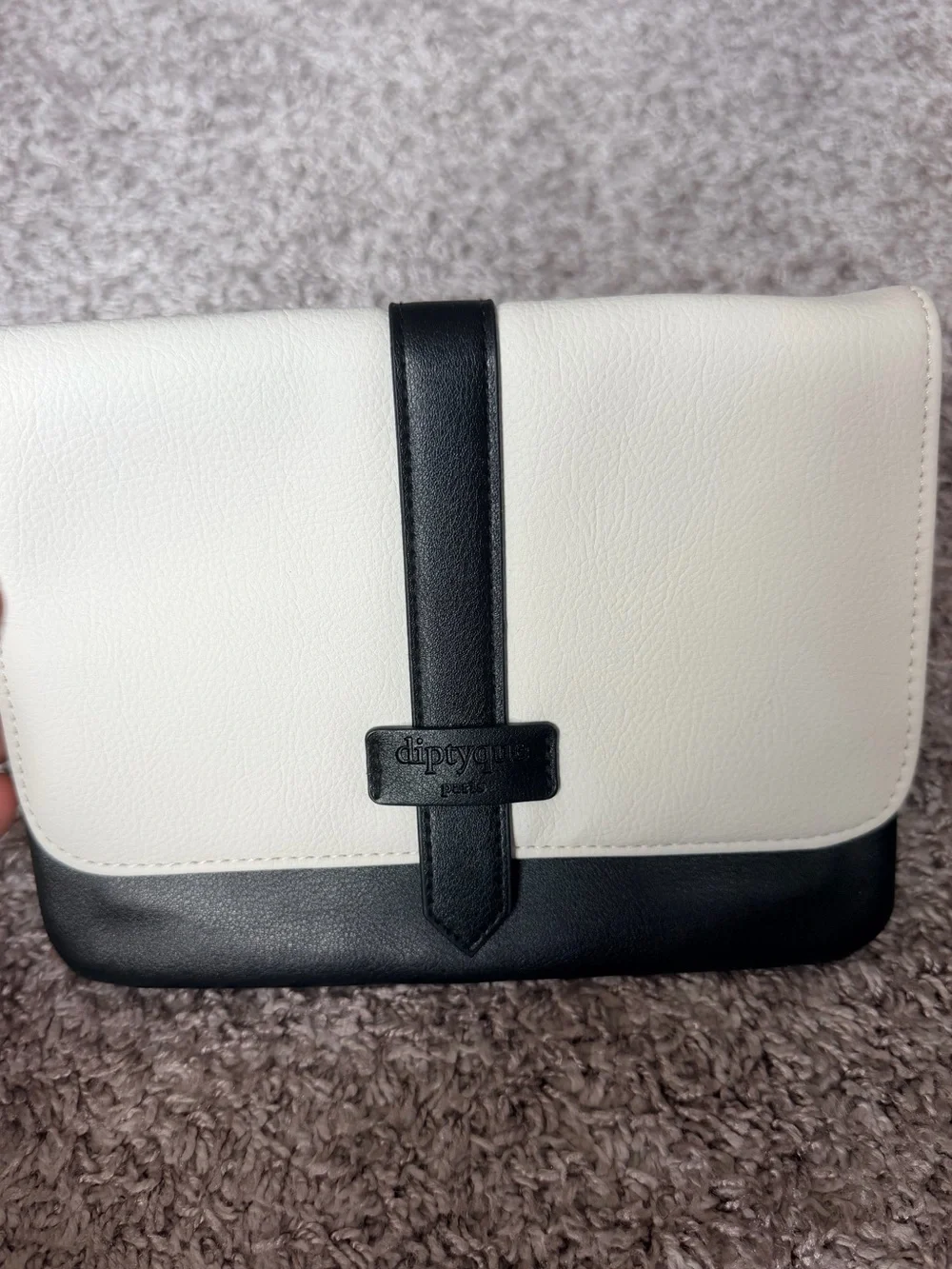 diptyque leather Two-Tone White and Black Cosmetics Travel Bag